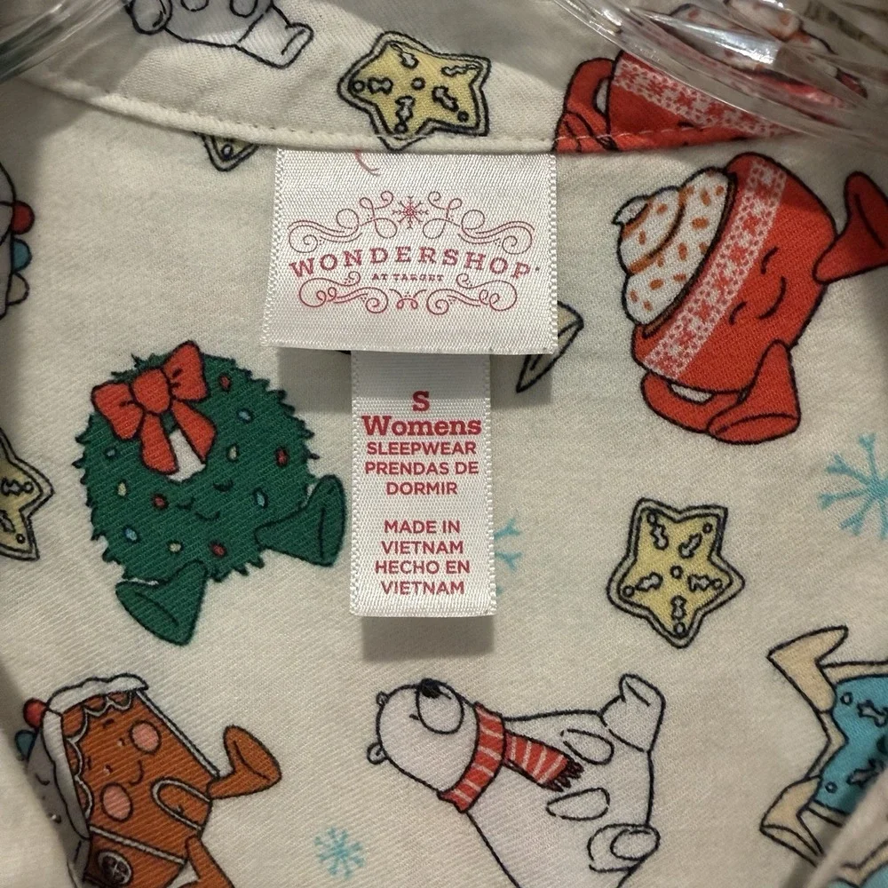 Wondershop Women's S 2-pc Set Pajama Set Pant Star Cocoa Bear Wreath Winter - Picture 6 of 11